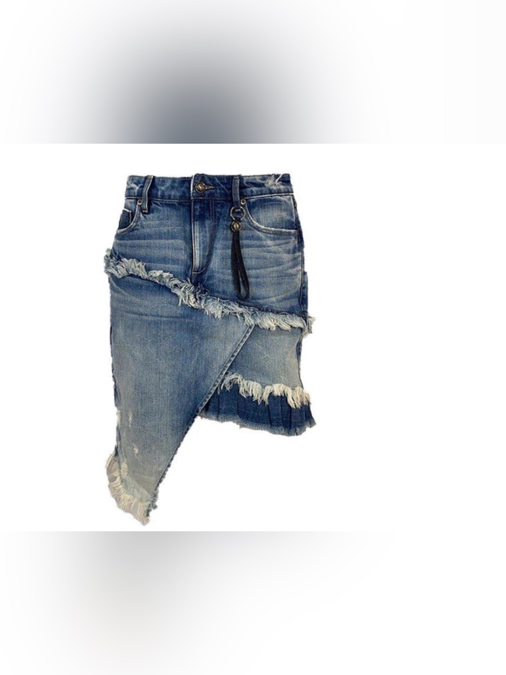 REVOLVE Distressed Asymmetrical Denim Mini Skirt - Blue